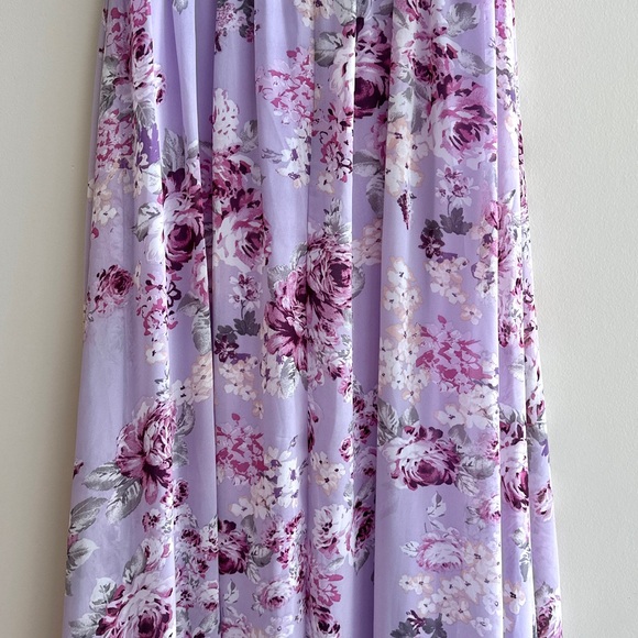 Lulu's Garden Meandering Lavender Floral Print Maxi Dress, Size Small - Picture 14 of 16